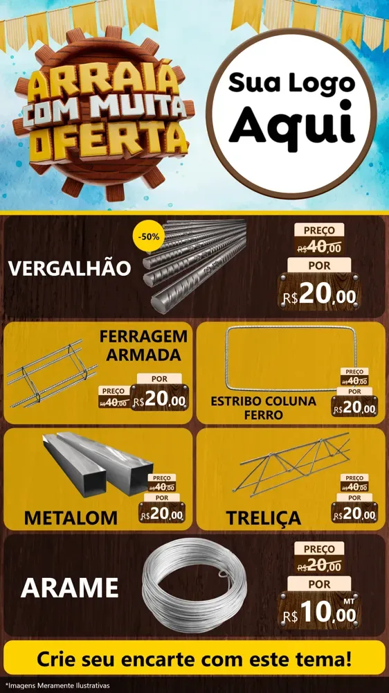Modelo de TV para TV Vertical com o tema Ofertas de São João - Junina para Ferragens