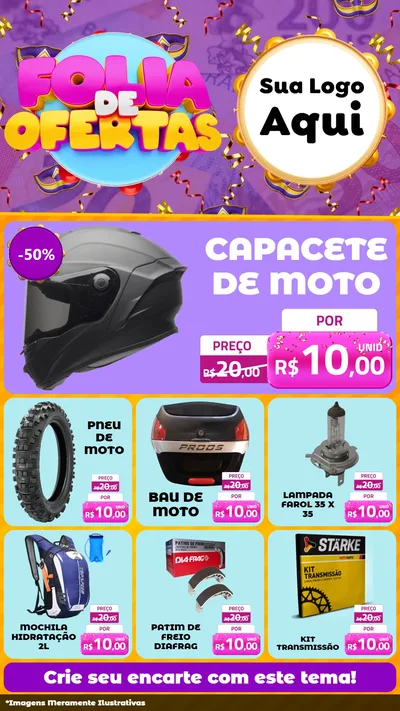 Modelo de Rede Social para Stories com o tema Folia de Ofertas para Moto peças