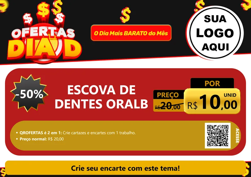 Modelo de Cartaz para Cartaz A4 Horizontal com o tema Ofertas Dia D para Higiene Pessoal