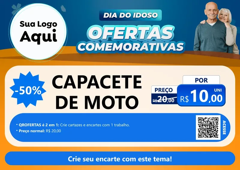 Modelo de Cartaz para Cartaz A4 Horizontal com o tema Dia do Idoso para Moto peças