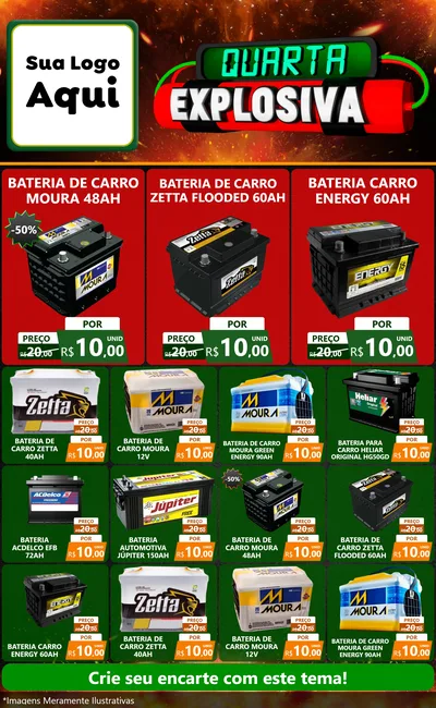 Modelo de Encarte para Encarte Grande com o tema Quarta Explosiva para Baterias Elétricas