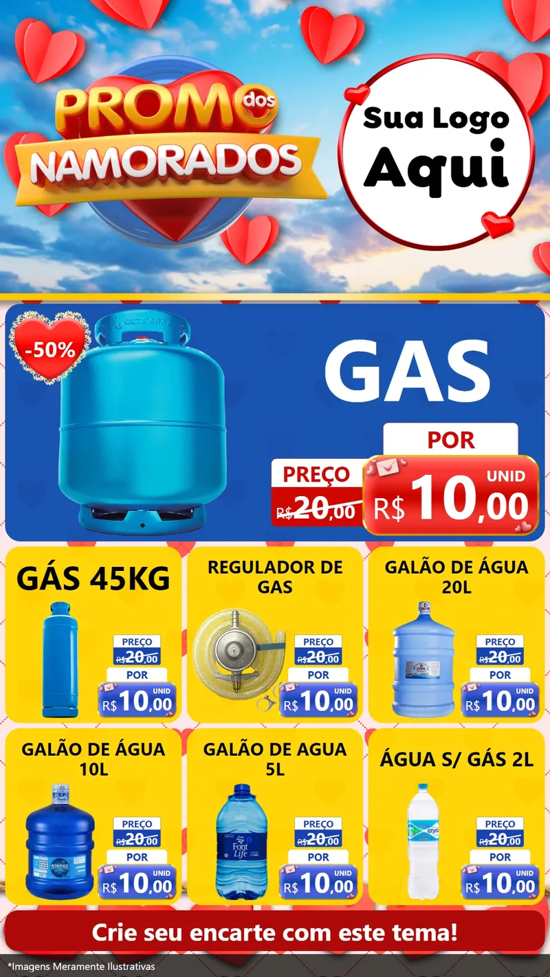 Modelo de Rede Social para Stories com o tema Promo dos Namorados para Água e gás