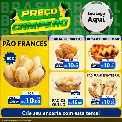 Modelo de Rede Social para Feed Facebook com o tema Preço Campeão - Copa para Padaria