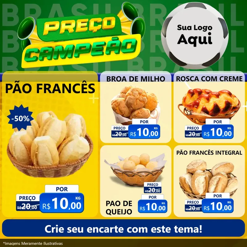 Modelo de Rede Social para Feed Facebook com o tema Preço Campeão - Copa para Padaria