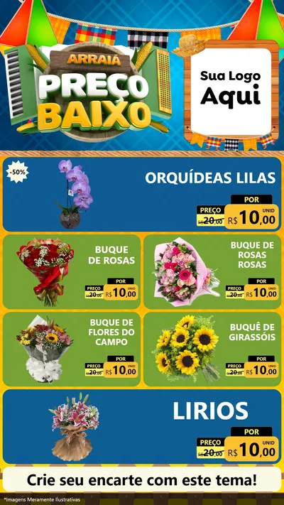 Modelo de TV para TV Vertical com o tema Arraiá de Preço Baixo - Junina para Floricultura e jardim