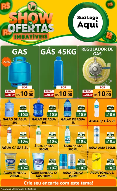 Modelo de Encarte para Encarte Grande com o tema Show de Ofertas Imbatíveis para Água e gás