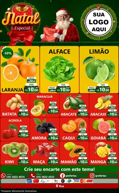 Modelo de Encarte para Encarte Grande com o tema Natal Especial para Hortifrúti