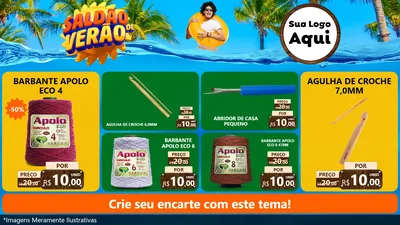 Modelo de TV para TV Horizontal com o tema Saldão de Verão para Armarinho e Aviamentos