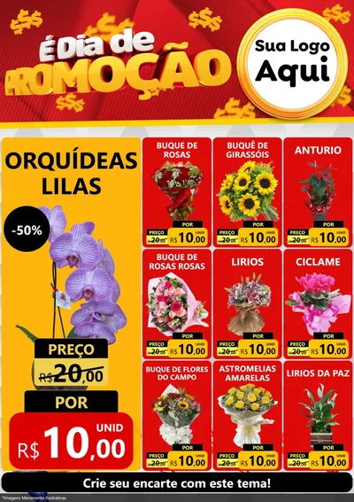 Modelo de Encarte para Encarte A4 Vertical com o tema É Dia De Promoção para Floricultura e jardim