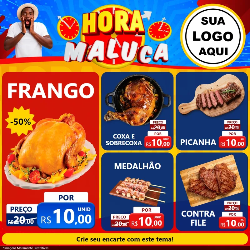 Modelo de Rede Social para Feed Facebook com o tema Hora Maluca para Assados