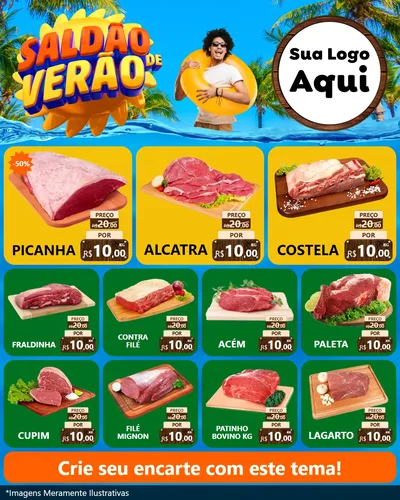 Modelo de Rede Social para Feed Instagram com o tema Saldão de Verão para Açougue
