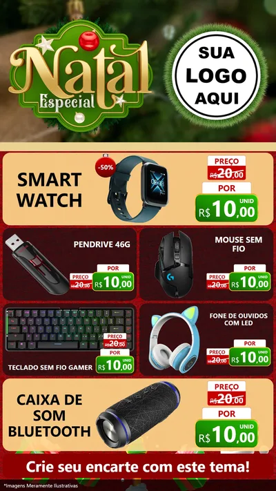Modelo de TV para TV Vertical com o tema Natal Especial para Informática