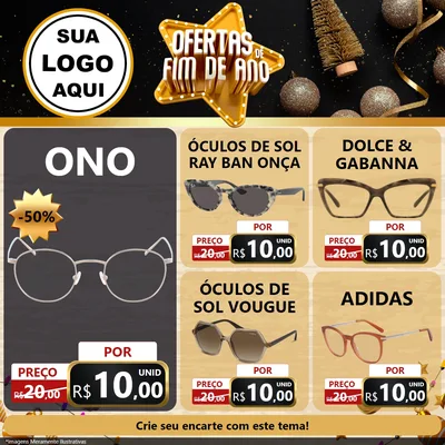 Modelo de Rede Social para Feed Facebook com o tema Ofertas de Fim de Ano para Óticas