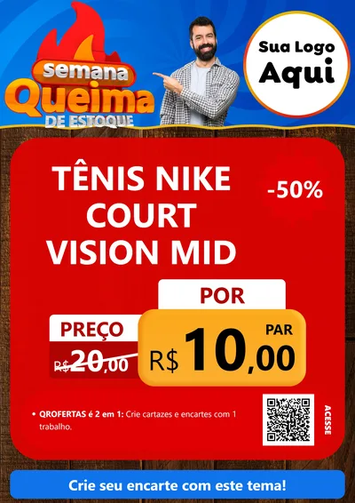 Modelo de Cartaz para Cartaz A4 Vertical com o tema Semana Queima de Estoque para Calçados