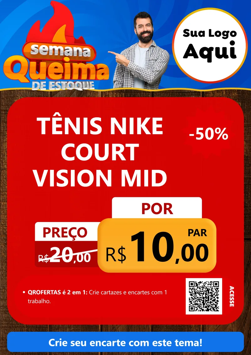 Modelo de Cartaz para Cartaz A4 Vertical com o tema Semana Queima de Estoque para Calçados