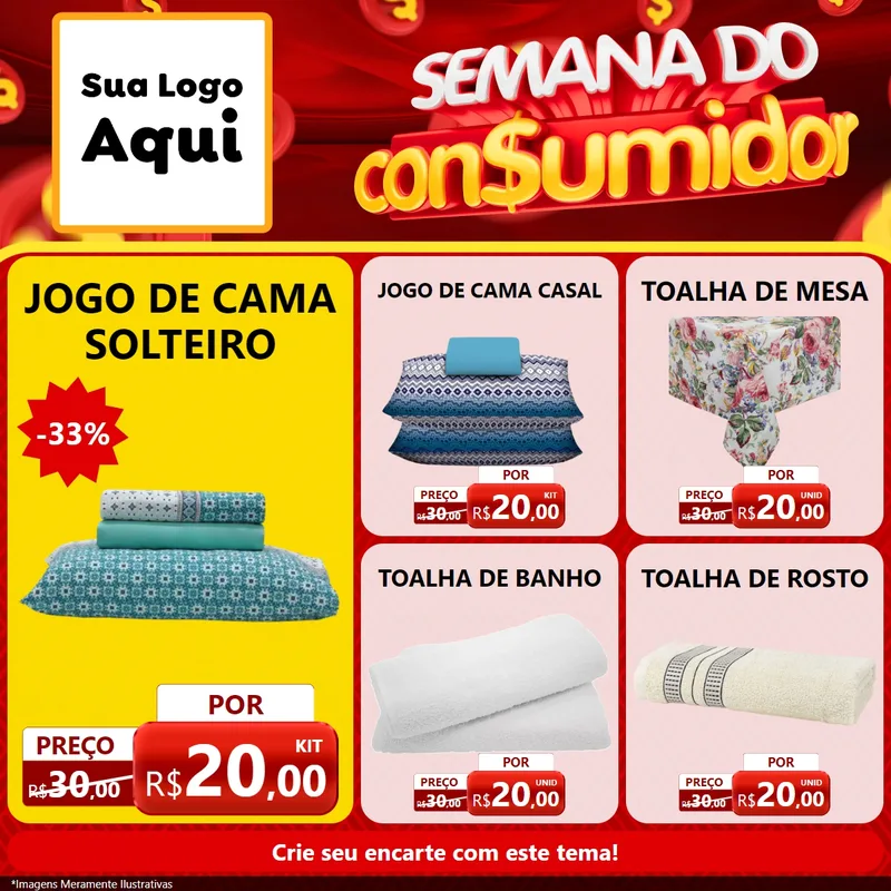 Modelo de Rede Social para Feed Facebook com o tema Semana do Consumidor para Cama, Mesa e Banho