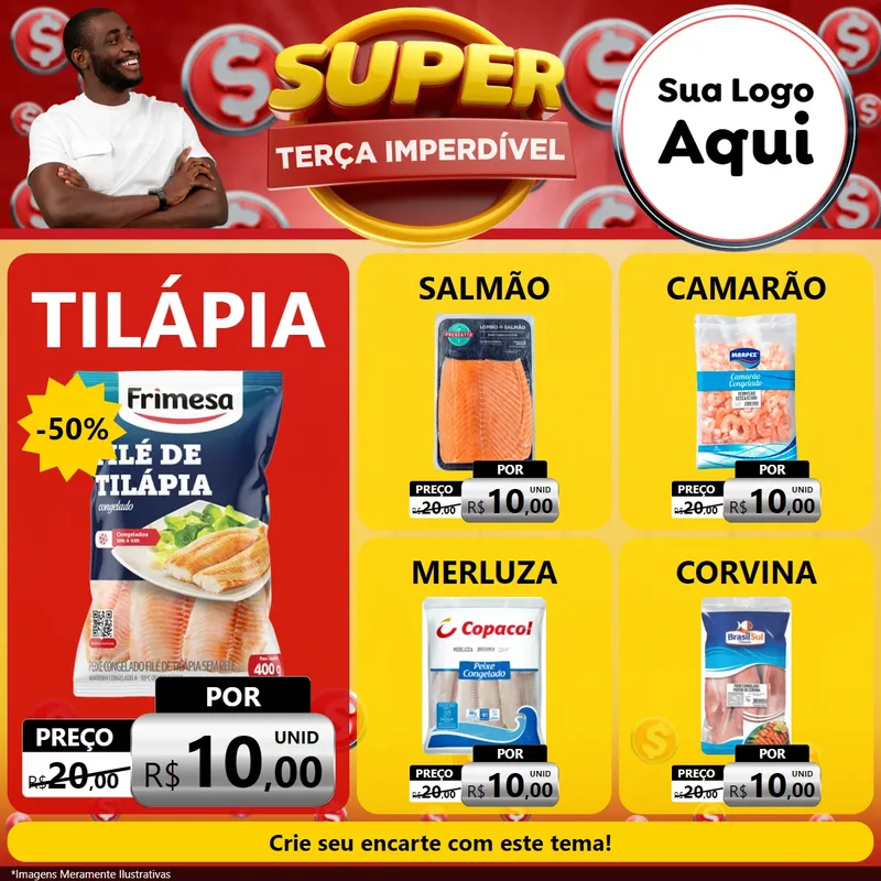 Modelo de Rede Social para Feed Facebook com o tema Super Terça Imperdível para Peixaria