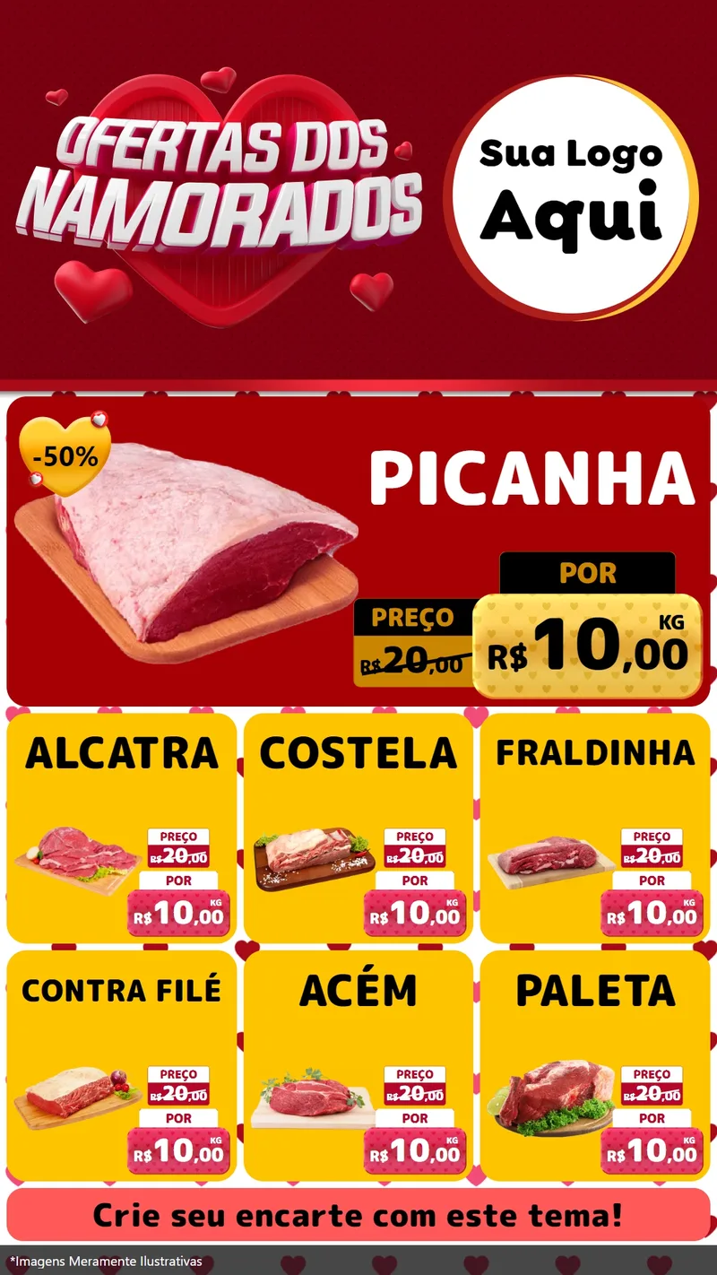 Modelo de Rede Social para Stories com o tema Ofertas Dos Namorados para Açougue