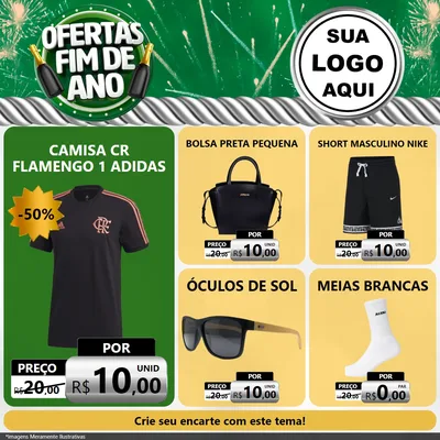 Modelo de Rede Social para Feed Facebook com o tema Ofertas Fim de Ano para Roupas e acessórios