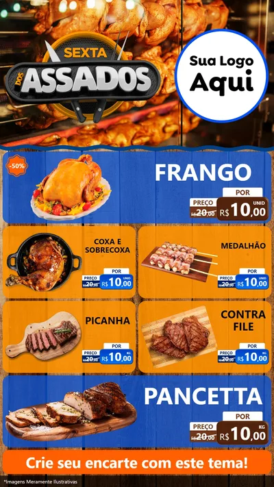 Modelo de TV para TV Vertical com o tema Sexta dos Assados para Assados