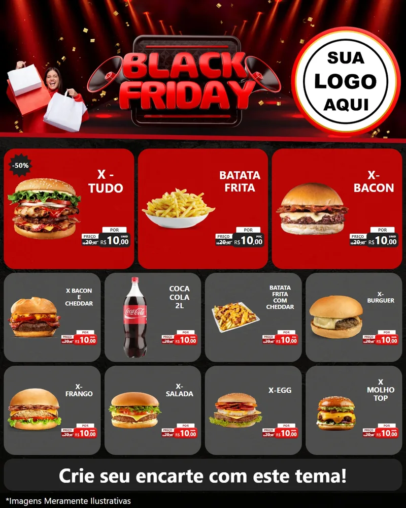 Modelo de Rede Social para Feed Instagram com o tema Black Friday para Hamburgueria