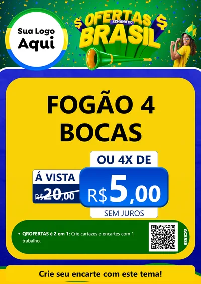 Modelo de Cartaz para Cartaz A4 Vertical com o tema Ofertas Semana do Brasil para Móveis e Eletro