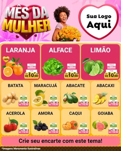 Modelo de Rede Social para Feed Instagram com o tema Mês da Mulher para Hortifrúti