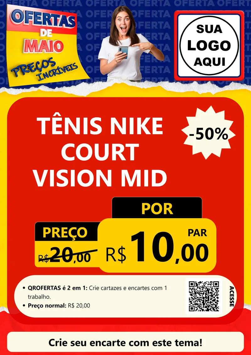 Modelo de Cartaz para Cartaz A4 Vertical com o tema Ofertas de Maio - Preços Incríveis para Calçados