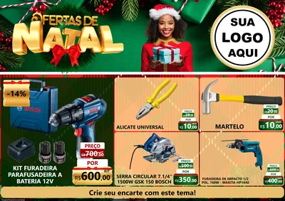 Modelo de Encarte para Encarte A4 Horizontal com o tema Ofertas de Natal para Maquinas e Ferramentas