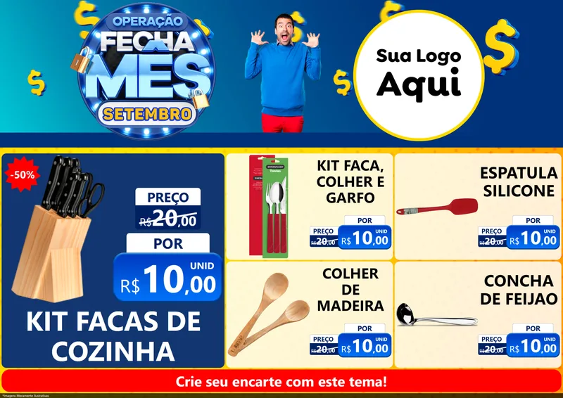 Modelo de Encarte para Encarte A4 Horizontal com o tema Operação Fecha Mês Setembro para Utilidades Domésticas