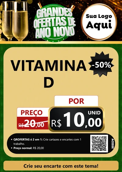Modelo de Cartaz para Cartaz A4 Vertical com o tema Grandes Ofertas de Ano Novo para Farmácia