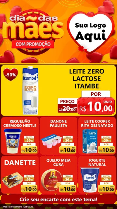 Modelo de Rede Social para Stories com o tema Dia das Mães com Promoção para Frios e Laticínios