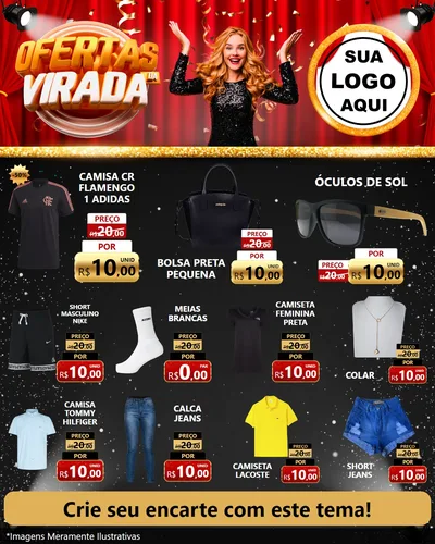 Modelo de Rede Social para Feed Instagram com o tema Ofertas da Virada para Roupas e acessórios