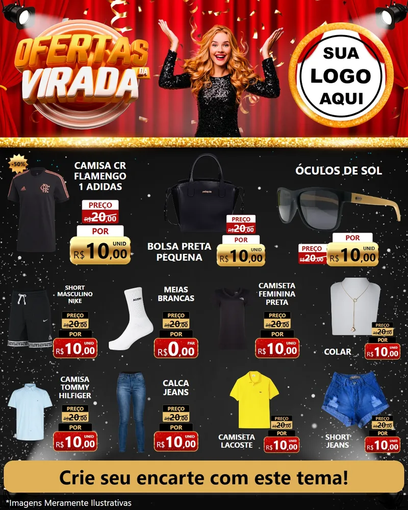Modelo de Rede Social para Feed Instagram com o tema Ofertas da Virada para Roupas e acessórios