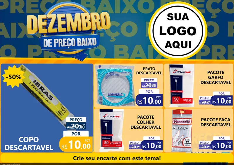 Modelo de Encarte para Encarte A4 Horizontal com o tema Dezembro de Preço Baixo para Embalagens