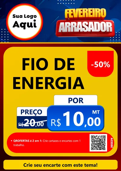 Modelo de Cartaz para Cartaz A4 Vertical com o tema Fevereiro Arrasador para Materiais Elétricos