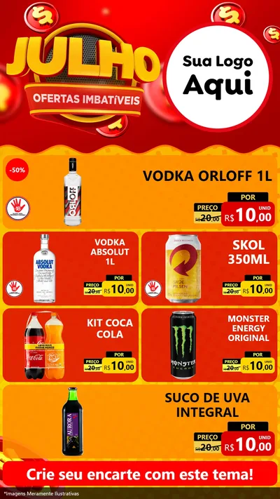 Modelo de TV para TV Vertical com o tema Julho Ofertas Imbatíveis para Distribuidora de bebidas