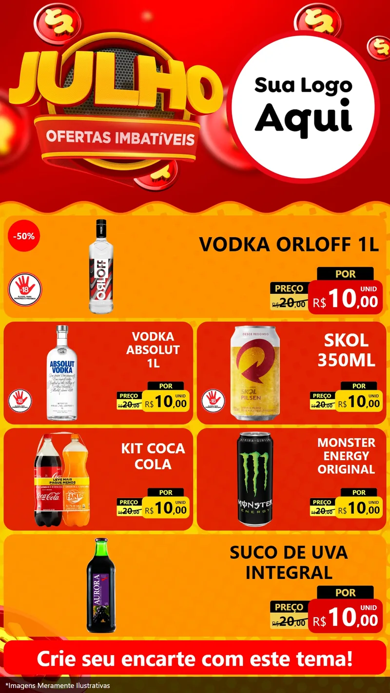 Modelo de TV para TV Vertical com o tema Julho Ofertas Imbatíveis para Distribuidora de bebidas