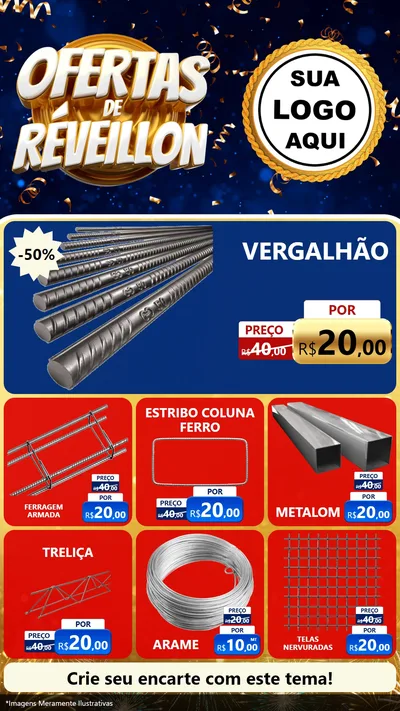 Modelo de Rede Social para Stories com o tema Ofertas de Réveillon para Ferragens