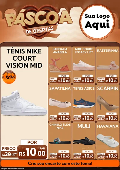 Modelo de Encarte para Encarte A4 Vertical com o tema Páscoa de Ofertas para Calçados