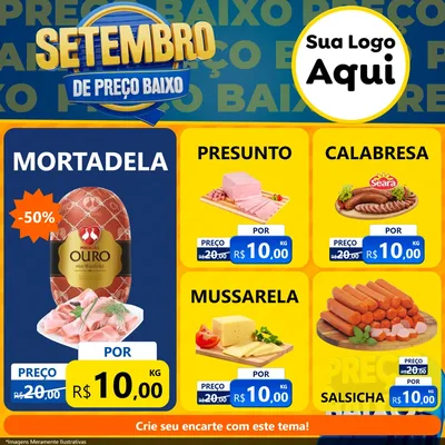 Modelo de Rede Social para Feed Facebook com o tema Setembro De Preço Baixo para Frios e Laticínios