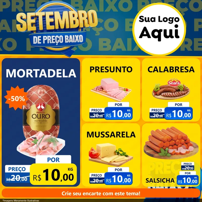 Modelo de Rede Social para Feed Facebook com o tema Setembro De Preço Baixo para Frios e Laticínios