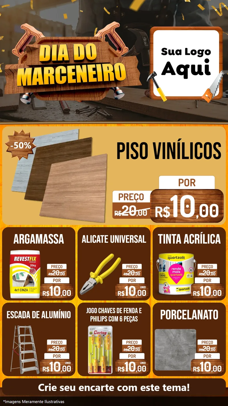 Modelo de Rede Social para Stories com o tema Dia do Marceneiro para Material para Construção