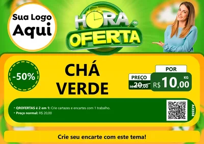 Modelo de Cartaz para Cartaz A4 Horizontal com o tema Hora da Oferta para Produtos Naturais