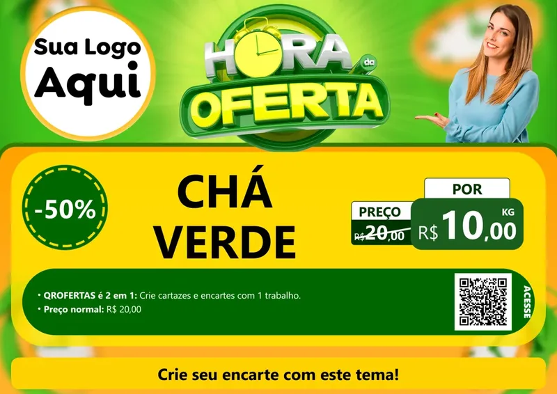 Modelo de Cartaz para Cartaz A4 Horizontal com o tema Hora da Oferta para Produtos Naturais