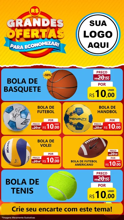 Modelo de TV para TV Vertical com o tema Grandes Ofertas Para Economizar! para Artigos Esportivos