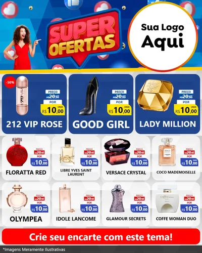 Modelo de Rede Social para Feed Instagram com o tema Super Ofertas para Perfumes