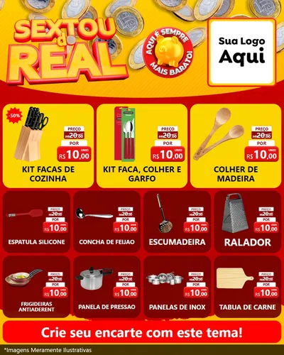 Modelo de Rede Social para Feed Instagram com o tema Sextou do Real para Utilidades Domésticas