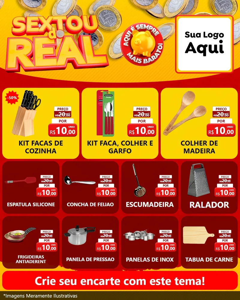 Modelo de Rede Social para Feed Instagram com o tema Sextou do Real para Utilidades Domésticas
