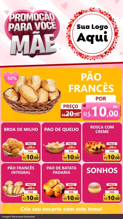 Modelo de Rede Social para Stories com o tema Promoção Para Você Mãe para Padaria